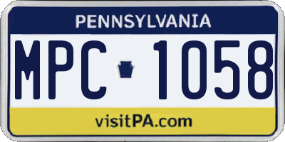 PA license plate MPC1058