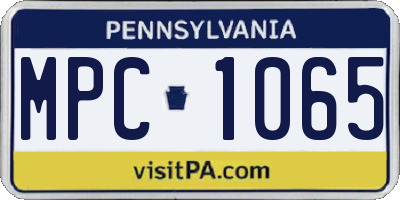 PA license plate MPC1065