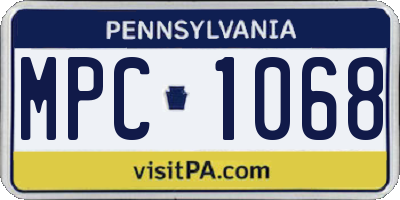 PA license plate MPC1068