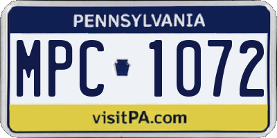 PA license plate MPC1072