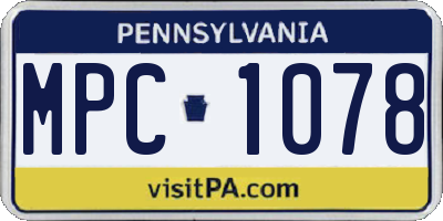 PA license plate MPC1078