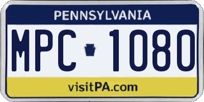 PA license plate MPC1080