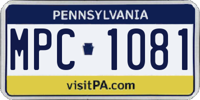 PA license plate MPC1081