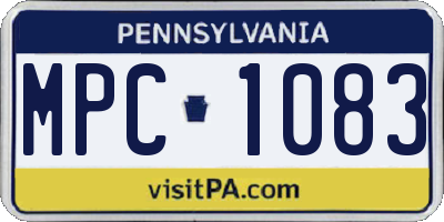 PA license plate MPC1083