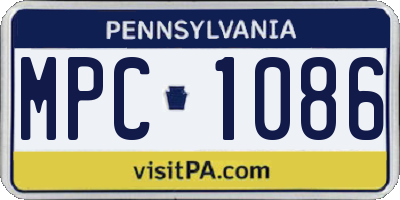 PA license plate MPC1086