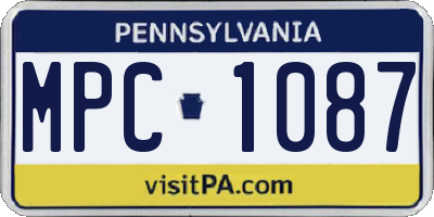 PA license plate MPC1087