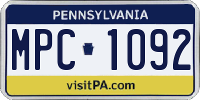 PA license plate MPC1092