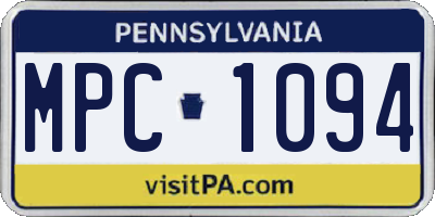 PA license plate MPC1094