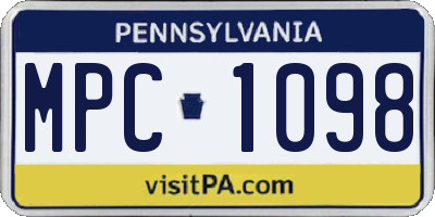 PA license plate MPC1098