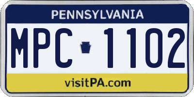 PA license plate MPC1102