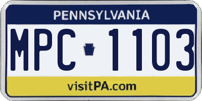 PA license plate MPC1103
