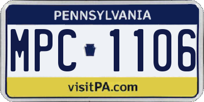 PA license plate MPC1106