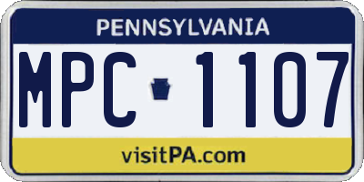 PA license plate MPC1107