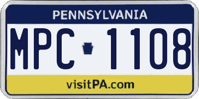 PA license plate MPC1108