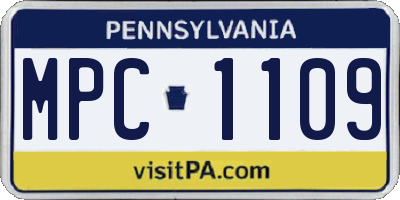PA license plate MPC1109