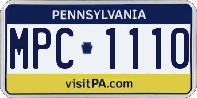 PA license plate MPC1110