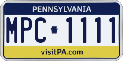 PA license plate MPC1111