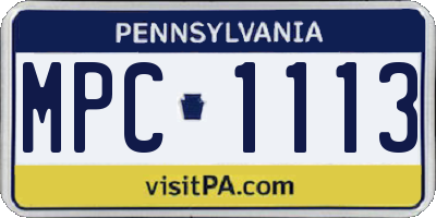 PA license plate MPC1113