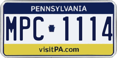 PA license plate MPC1114