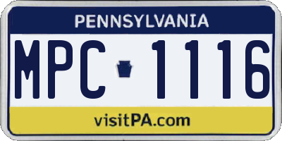 PA license plate MPC1116