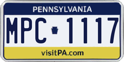 PA license plate MPC1117