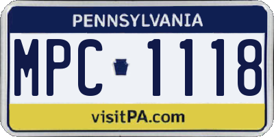 PA license plate MPC1118