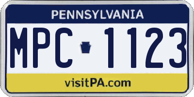 PA license plate MPC1123