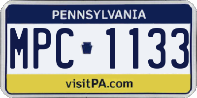 PA license plate MPC1133