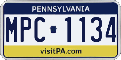 PA license plate MPC1134