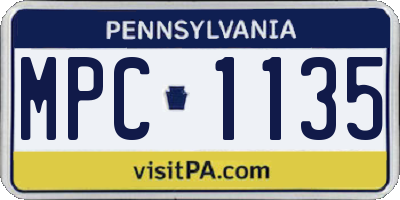 PA license plate MPC1135