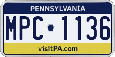 PA license plate MPC1136