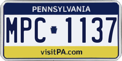 PA license plate MPC1137