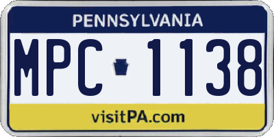 PA license plate MPC1138