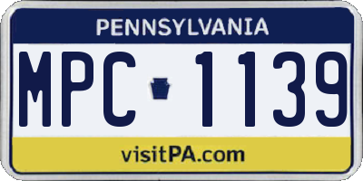PA license plate MPC1139