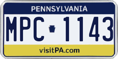 PA license plate MPC1143