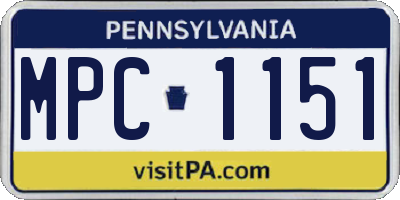 PA license plate MPC1151