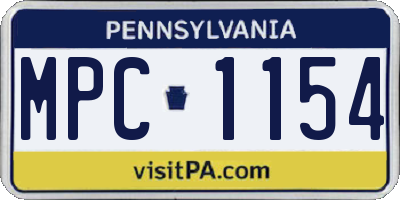 PA license plate MPC1154