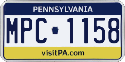 PA license plate MPC1158