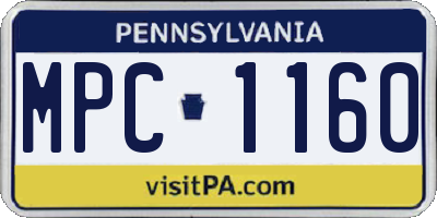 PA license plate MPC1160