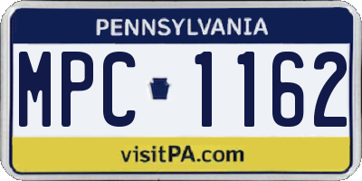 PA license plate MPC1162