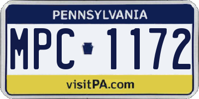 PA license plate MPC1172