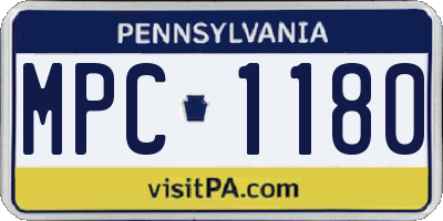 PA license plate MPC1180