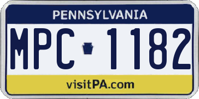 PA license plate MPC1182