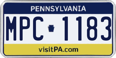 PA license plate MPC1183