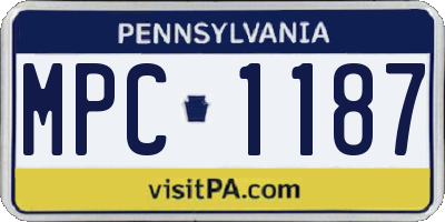 PA license plate MPC1187