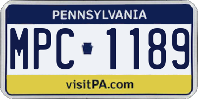 PA license plate MPC1189