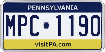 PA license plate MPC1190