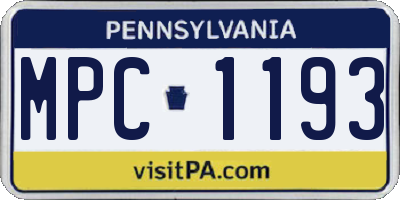 PA license plate MPC1193
