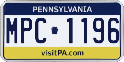 PA license plate MPC1196