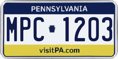 PA license plate MPC1203